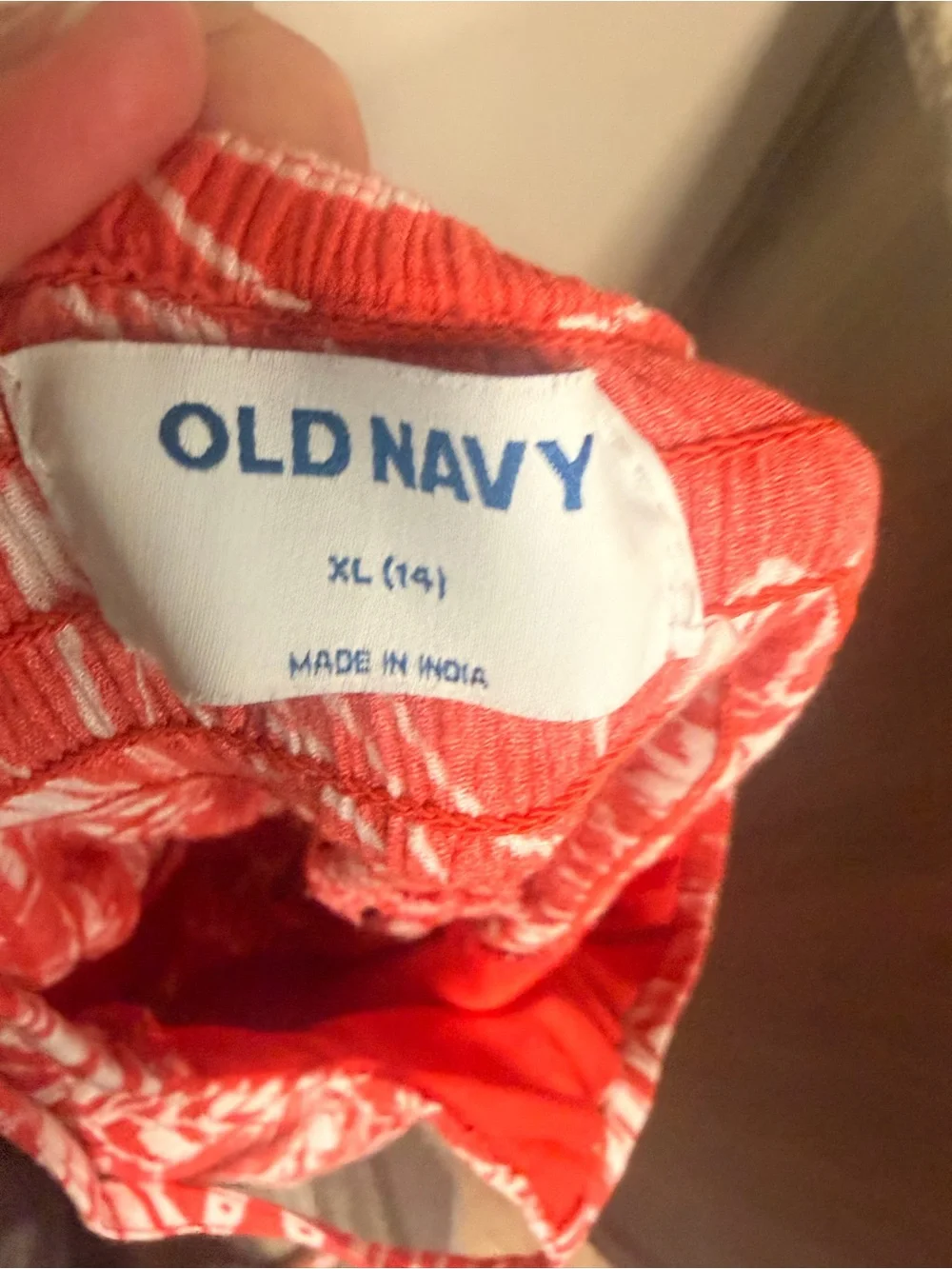 Old Navy Girls Size XL 14 Orange/White Tropical Floral Strappy Wide-Leg Jumpsuit